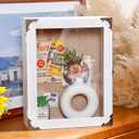 Cinnvoice 11x14 Inch Shadow Box Depth 4.7in Shadow Boxes Display Cases with Cork Board Backing Rustic Burnt Wood Box for Flowers Bouquet Wedding Picture Photo and Keepsake (White)