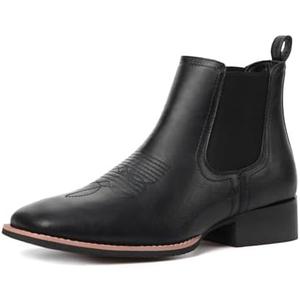 Rvminyta Cowboy Boots for Men Square Toe Chelsea Boots Mens Western Ankle Boot Slip On Casual Dress Boot Size 10.5