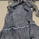 Women Denim Cami Dress Tie Shoulder Ruffle Hem Short Dresses Babydoll Wash Jean Sundress with Pocket, 3XL