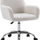 KCC Faux Fur Vanity Makeup Desk Chair, Comfy Fluffy Swivel Modern Leisure Armchair with Wheels, Upholstered Fuzzy Height Adjustable for Teens Women Girls Elegant Home Office