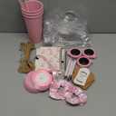 Baby Shower Prizes for Game Winners including Plastic Tumbler Notebook Pen Heart Coaster Hair Band Mini Mirror Brush Gift Bags for Wedding Bridal Baby Shower Favors (Pink Bow)