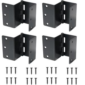 4-Pack Heavy Duty Expandable Door Hinges 3.5 inch Offset Hinges SPCC Black Matte Finish Thickned 1/4'' Radius Corner with 24 Screws, for Doors Interior Swing Out Hinge with Holes Handicap Door Hinge