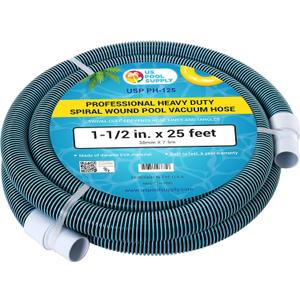 U.S. Pool Supply Pool Vacuum Hose - 1-1/2" x 25' Professional Heavy Duty Pool Hose for Inground, Spiral Wound with Kink-Free Swivel Cuff - Connect to Vacuum Heads, Skimmer, Cleaner, Filter Pump Inlet (25 Foot)