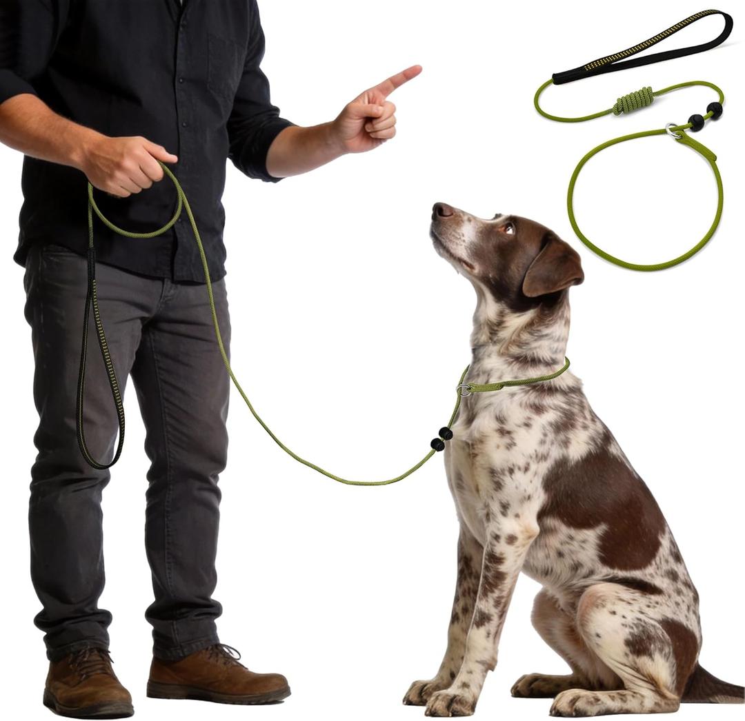 Dog Leash Slip Lead 6FT, Dog Training Leash,Trainer Rope Designed for DogTraining and NGKC Competition, 2-in-1 Training Lead & Collar, Suitable All Dog Training(Dark Green)