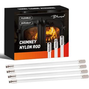 Bluesea 5 Pieces Chimney Sweep Kit Nylon Rod, Chimney Cleaning Kit Accessories with Hex Key and Adapter for Electric Drill, Flexible Nylon Rod for Chimney Brush, Extends to 13 Feet for Easy Cleaning.