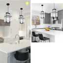 IKK Black Crystal Pendant Light for Kitchen Island, Luxury Water Ripple Glass Chandelier Lights Fixture, Modern Elegant Adjustable Pendant Lighting for Dining Room Bedroom, E12 Bulb, L6.5'' x H11.8''