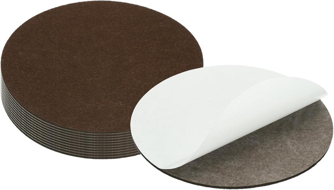 PATIKIL 8 Inch Diameter Lamp Base Felt, 12Pack 3mm Thickness Round Soft Adhesive Non-Slip Anti-Scratch Backed Felt for Lamp Furniture DIY Craft, Coffee