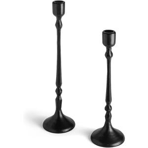 Candle Stick Holder Set of 2, Iron Taper Candle Holders, Tall Black Candlestick Holders for Dining Table Decor