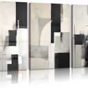 3Pcs Framed Neutral Abstract Canvas Wall Art Pictures Modern Minimalist Posters Prints Beige Black Brown Simple Wall Decoration for Living Room Bedroom Bathroom Office 16x24in