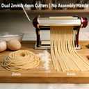 XINGYUEXUAN Pasta Maker Machine, Stainless Steel Manual Noodle Maker with 2mm & 4mm Cutters, Hand Crank for Homemade Spaghetti, Fettuccine, Lasagna & Dumpling