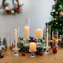 NUPTIO Hurricane Candle Holder for Centerpiece: Set of 6 Glass Candlestick Taper Holders with Open Ended Cover - Tapered Candle Stick Stand for Thanksgiving Christmas Fireplace Dining Table Decor