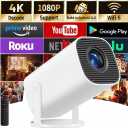 4K Projector with Wifi and Bluetooth, 1080P Native Mini Projector Portable, Compatibile with TV Stick/Memory Stick/Laptop, Smart Home Outdoor Projector