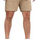 COOFANDY Men's Casual Cotton Shorts Summer Beach 5 Inch Shorts Lightweight Drawstring Elastic Waist Chino Golf Shorts (Large)