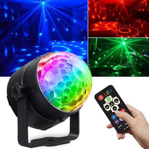 Disco Ball Light,Halloween Party Decorations Lights, USB LED Mini Sound Activated DJ Dance Stage Light Colourful RGB Strobe Lamp for Home Room Dance Karaoke Xmas Happy Birthday Wedding Club Show (PD1-1)