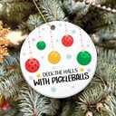 3 x Pickleball Ornament 2025, White Elephant Gift  Deck The Halls with Pickleballs Holiday Decoration  Gift for Pickleball Players, Coaches, and Fans  Ceramic Sports Ornament for Tree or Stocking