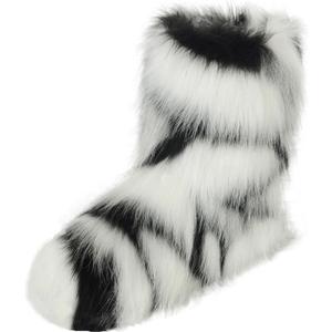 Women's Furry Boots 2025furry Fluffy Short Snow Boot mid-Calf Boots Warmcomfortable Outdoor Fur Shoes (M)