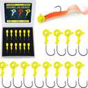THKFISH Jig Heads Kit, 12PCS Crappie Jig Heads for Fishing, Jig Heads Hook with Round Scent Holder, Jigs for Crappie Bass Fishing, 3/16OZ, White Yellow Red