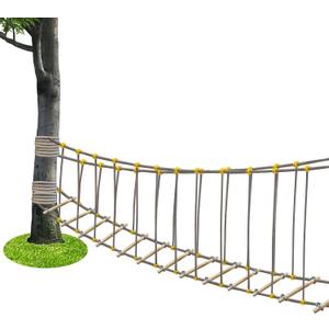 Outdoor Bridge Rope Ladder for Kids Rope Bridge Outdoor Obstacle Course Solid Wood Balance Climbing Bridge Slack Lines for Backyard for Child Outdoor Playground Equipment (19.6 FT)