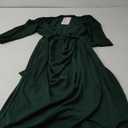 Berydress Women's Classic 3/4 Sleeve V Neck Sheath Casual Party Work Faux Black Wrap Dress (Medium, Dark Green)