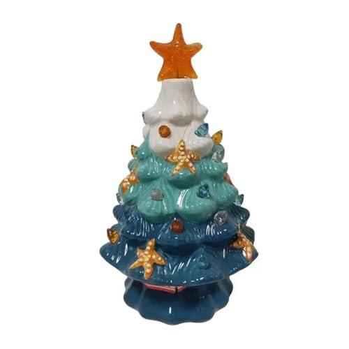 Ochine Ceramic Christmas Tree Tabletop Christmas Tree with LED Light Christmas Decorations, Multicolored Ceramic Xmas Tree for Festival Christmas Themed Holiday Party Home Decor