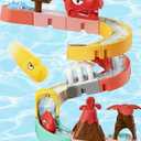 SOCBTNSO Dinosaur Slide Toys, Toddler Bath Toys for Kids Ages 4-8, DIY Building Kit for Ages 5-7, Bathtub Time Birthday Gifts for Toddler 3 + Year Old (36 PCS)