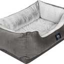 Serta Orthopedic Cuddler Dog Bed for Pets  Slate Gray (Large)