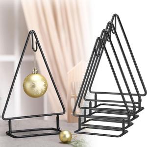4 Pcs 10 Inch Ornament Display Stand Metal Christmas Tabletop Ornament Christmas Tree Shaped Display Stand Holder Farmhouse Xmas Tree for Balls Decorations Hanging Gift