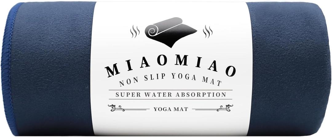 MIAOMIAO Non-Slip Hot Yoga Towel Set, Super Absorbent Microfiber in, 24.5" x 72" - Anti-Slip, Injury Free Design for Pilates, Yoga Mats, Exercise, and Fitness Gear (Navy Blue)