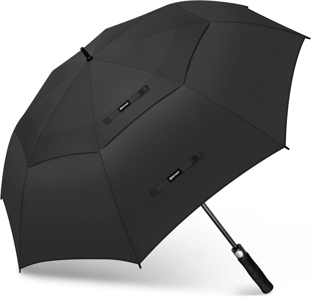 Golf Umbrella Large 51/56/62/68 In, Big Golf Umbrellas Windproof for Rain Heavy Duty Double Canopy, Suitable for Push Cart (Black)