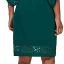 Jessica Howard Women's Lace Trim Knit Mini Dress Boat Neck Elbow Sleeve Desk to Dinner, Green, 14W