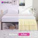 RIMELA Ruffle Bed Skirt Butter Yellow Queen 15 Inch Drop, Elastic Wrap Around Bed Skirting Queen Size, Easy to Install Dust Ruffle, Machine Washable Soft Fabric, Multi Ruffle Bedskirt