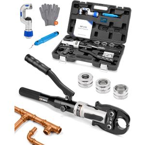Hydraulic Copper pipe Crimping tool with 1/2 inch,3/4 inch and 1 inch Jaw Copper Pipe Propress Crimpers Pressing Pliers,Copper Tube Fittings pipe Crimpers for Narrow Space and Tee Fittings