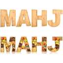 Weysat 4 Pcs Mahjong Charcuterie Board Wood Mahj Letters Food Serving Trays Dish Plates Fillable Fruit Snack Cake Cookies for Mahjong Lovers Party Decorative Platter Supplies, 11.8 x 11.8 x 0.6 Inch