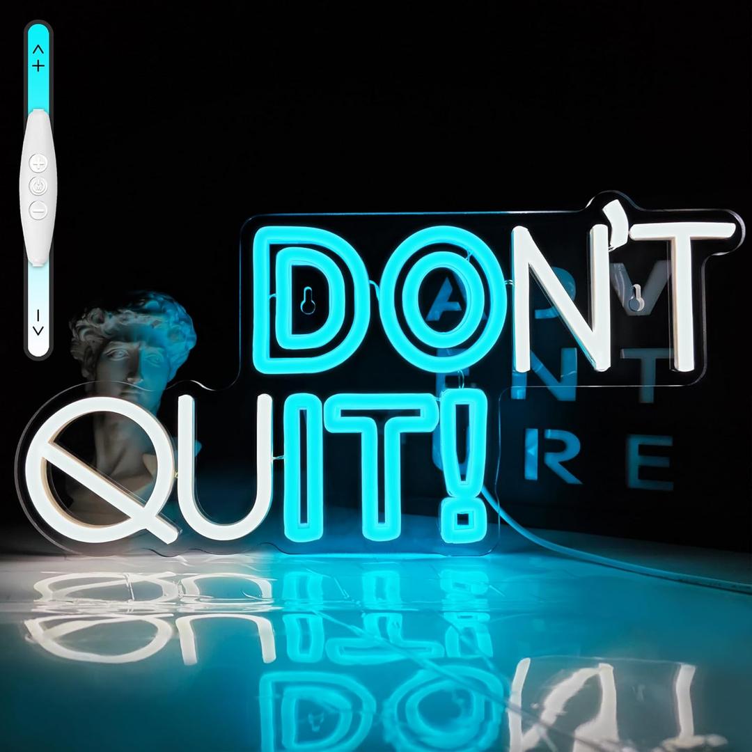 Don't Quit Neon Signs, DO IT Neon Lights for Home Gym Decor, Dimmable LED Neon Lights Sign for Office, Gym, Man Cave, Gamer Room Decor (Ice Blue-BFQ)