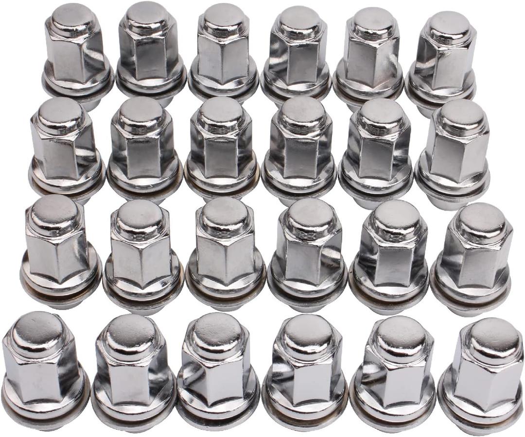 Set of 24, 12x1.5mm 1.85 Inch Length 13/16 Hex OEM Factory Mag Lug Nuts for Tacoma 4 Runner FJ Cruiser Matrix GX460 GX470 SR5 Pre-Runner TRD Off-Road Limited (Chrome)