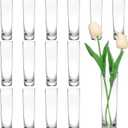 Fixwal 13 Pack Glass Cylinder Vases for Centerpieces Clear Small Glass Vases for Wedding Decorations,Handmade Clear Glass Vases for Party Decor,Cylinder Vases in Bulk for Home Decor