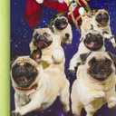 Hallmark Musical Christmas Card for Family (Santa and Flying Pugs)