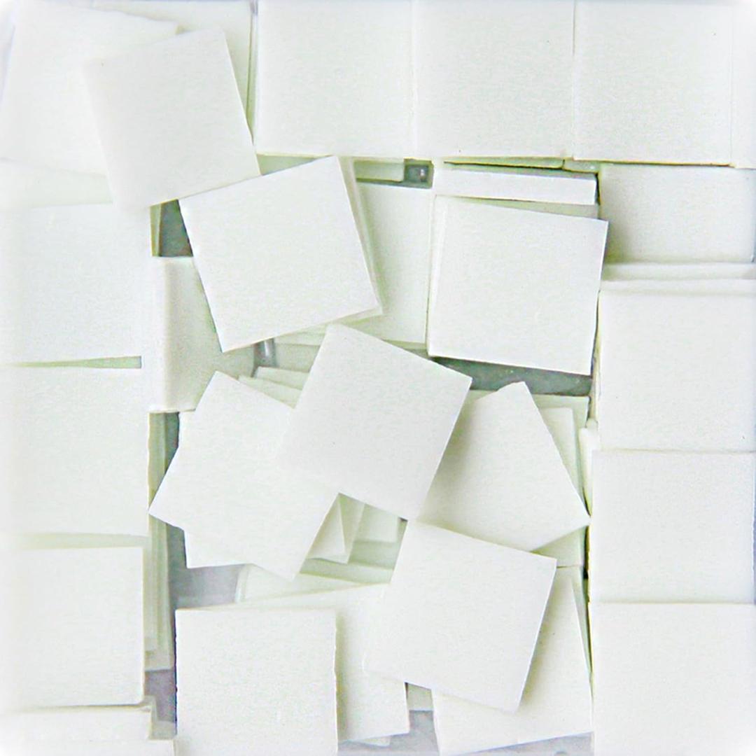 130pcs/200g Pack of Mosaic Tile Supplies for DIY Crafts, Plates, Picture Frames, Flowerpots, Handmade Jewelry - 1.5x1.5 cm Square Glass Decorative Tiles (White)