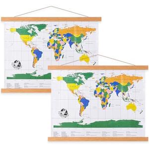 Benjia 6 Pack Magnetic Poster Hanger,  Poster Frame Wood Wooden Magnet Print Posters Dowel Scroll Hanger Hangers Hanging Kit for Walls Map Canvas Artwork (Teak Wood, 10", 6Packs) set of 3