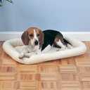 Slumber Pet Sherpa Crate Pet Bed with Bumper-Style Cushioning for Comfort in Crate,Small, Natural Beige