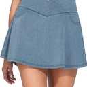 THE GYM PEOPLE Women's Jean Skorts Cross Waist Denim Skirts with Pockets | High Waist, Tummy Control, Built-In Shorts, 2 In 1 Pockets, Stretchy and Breathable, For Tennis, Golf and Daily Wear (Blue, XXL)