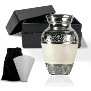Small Urn for Human Ashes Keepsake – Mini Urn for Ashes – Handcrafted Pearl White Keepsake Urns – Elegant Memorial Ash Holder