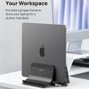 SODI Vertical Laptop Stand Holder for Desk Compatible with MacBook Air, MacBook Pro Stand Vertical Aluminum Up to 17 inch, Gravity Auto-Lock Cooling, 3-in-1 Space Saving Desk Organizer Accessories