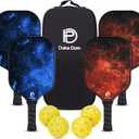 Dulce DOM Pickleball Paddles Set of 2/4 - USAPA Approved, 4 Indoor Outdoor Pickleball Balls, Fiberglass Surface Paddle Racket with Cover Bag, Ideal Training Equipment Gift for Men & Women (Starry Sky-4PK)