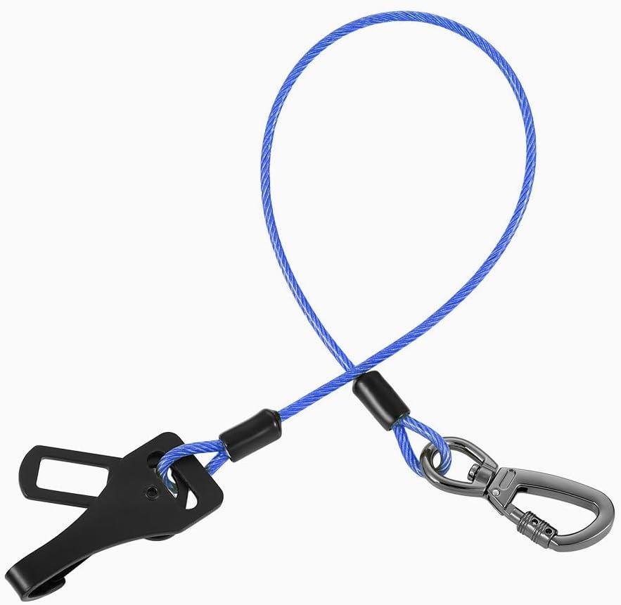 Dog Car Seat Belt - 3-in-1 Heavy Duty Safety Harness with Locking Carabiner, Universal Buckle Adapter, Chew-Proof Steel Rope (Blue, 16in/40cm)