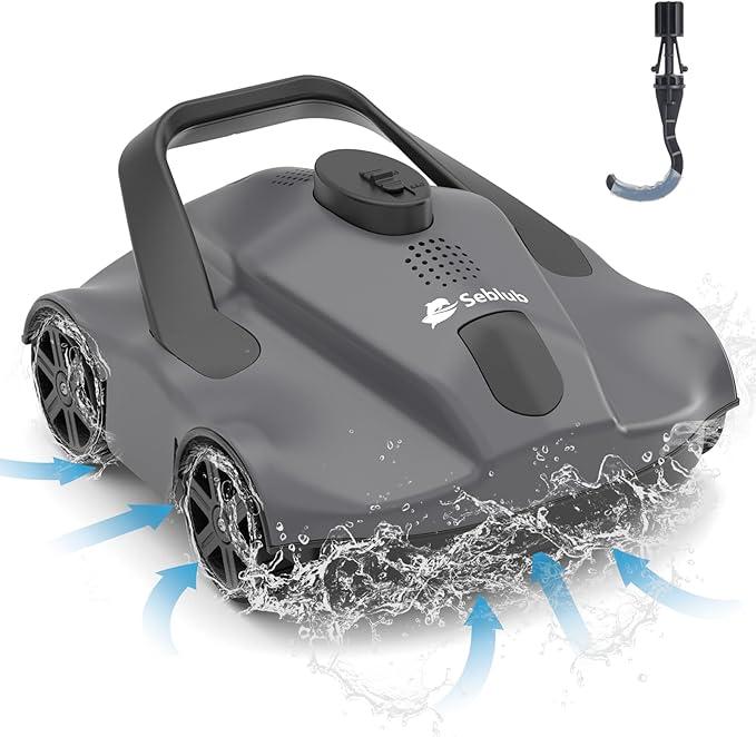 Robotic Pool Cleaner2024 Newest Powerful Suction, 1076 Sq.Ft Coverage, 130mins Runtime, Automatic Route Planning, Seblub Cordless Pool Vacuum for Above Ground/Inground Pools (Basic Version)
