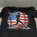 American Baseball Player Batter with United States Flag USA T-Shirt, Medium