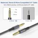 Elebase 1/4 Inch TRS Instrument Guitar Cable 10ft 2Pack,Straight 6.35mm Guitar Bass AMP Cord,Quarter Inch 6.3mm Male Jack Stereo Audio Balanced Line for Electric Guitar,Bass,Keyboard,Amplifier,Speaker