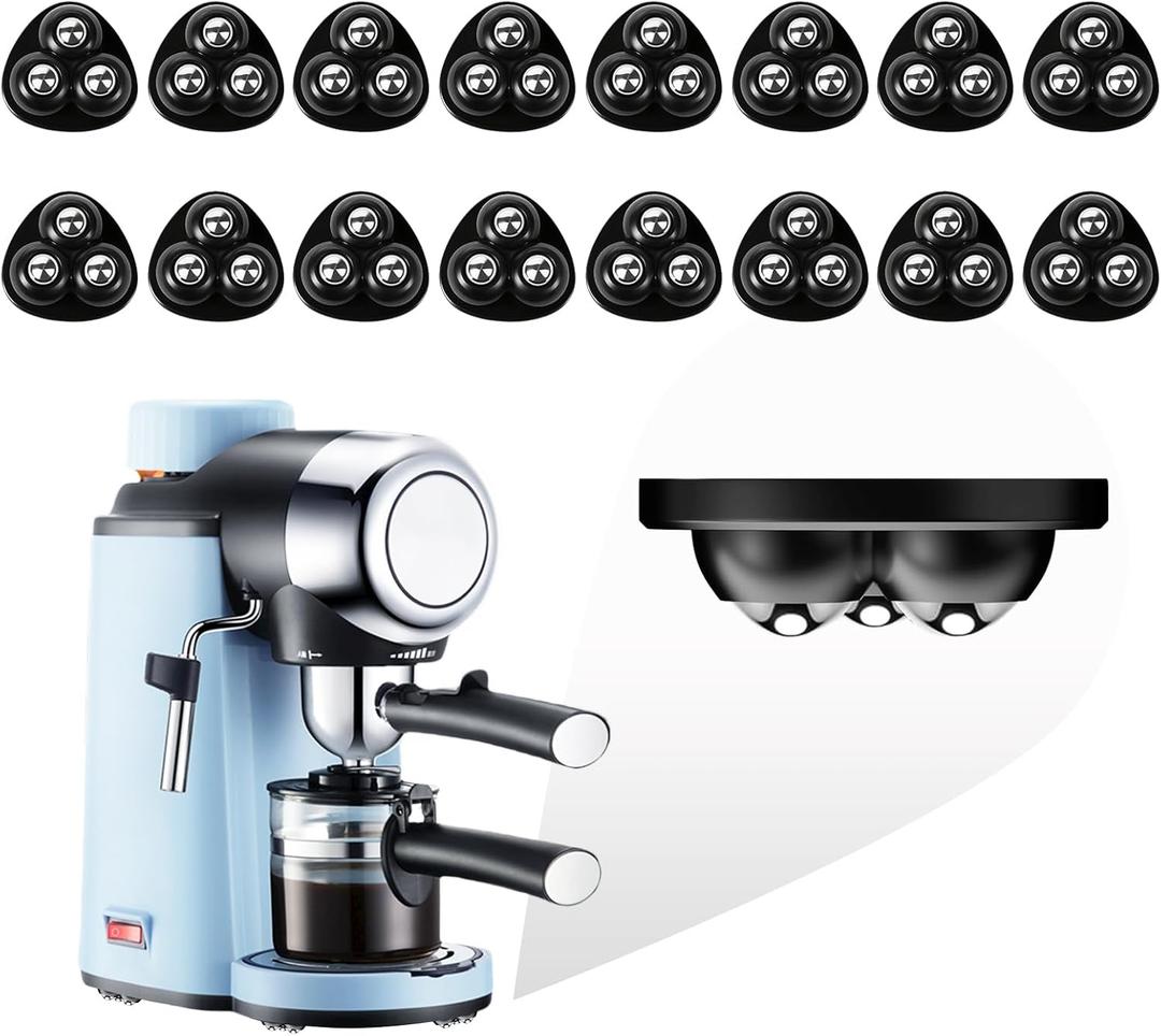 Appliance Casters - Furniture Sliders & Appliance Rollers for Kitchen, Coffee Machine, Blender, Oven Countertop Sliding (Black, 16pcs)