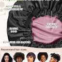 2 x BONNET QUEEN Silk Bonnet for Sleeping Hyaluronic Acid Satin Bonnet, Double Layer Hair Wrap for Curly Hair Women Sleep Cap (Black & Rosegold)